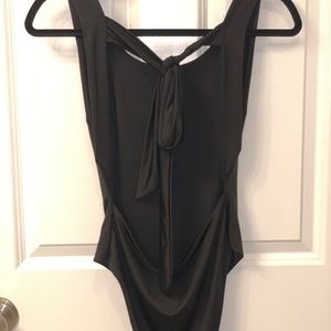 womens black open-back tank top bodysuit size S